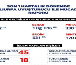 UYUŞTURUCU OPERASYONLARI İLE İLGİLİ VERİLERİ AÇIKLADI