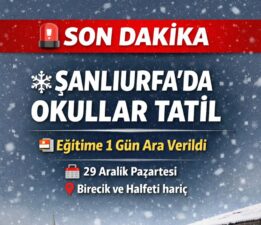 Şanlıurfa’da Kar Tatili: Eğitime 1 Gün Ara